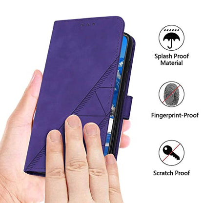 for iPhone X/Xs Flip Wallet Case with Card Slots, Purple | PU Leather, TPU Interior, 3 Card Slots, Cash Pocket, Magnetic Clasp, Detachable Wrist Strap, Stand, Precise Cutouts - color: Purple