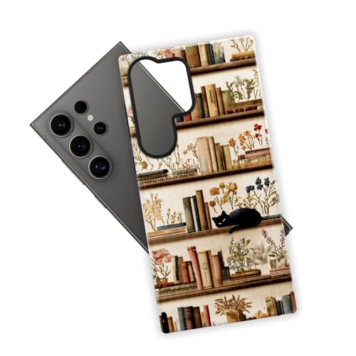 Compatible with Samsung Galaxy S26 Ultra Case,Glossy Case All-Round Protection Shockproof Anti-Scratches TPU Cover,Cases for Man Woman-Bookshelf Books Plants Cat - color: Bookshelf Books Plants Cat, size: Galaxy S26 Ultra