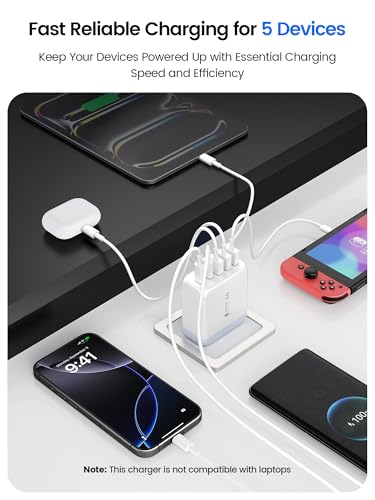 60W USB C Charger Block 2-Pack with 10FT USB-C Cable for iPhone 17/16/15 - color: Cream