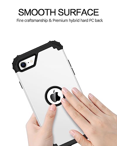 BENTOBEN for iPhone SE 2022 Phone Case and iPhone SE 2020 Case, Heavy Duty 3 in 1 Full Body Rugged Shockproof Hybrid Hard PC Soft Rubber Bumper Drop Protective Girls Women Cover, White/Black - color: Black/White