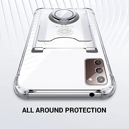 Shields Up for Samsung Galaxy Note 20 Case, Minimalist Wallet Case with Card Holder [3 Cards] & Ring Stand, [Drop Protection] Slim Protective Cover for Samsung Note 20 5G - Clear | Minimalist Wallet Case, 3 Card Slots, 360° Rotation Ring Stand/Kickstand,