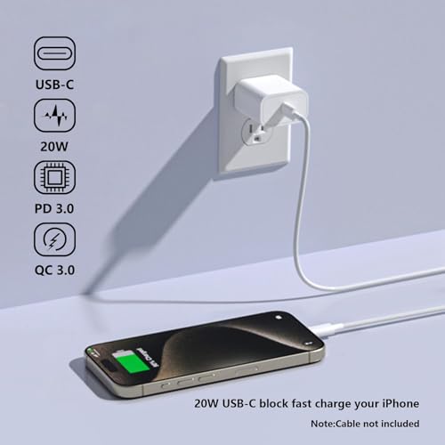 Fast USB C Charger Block for Apple Watch 11 10 iWatch iPhone iPad AirPods - color: White, size: 1-C 20W x3