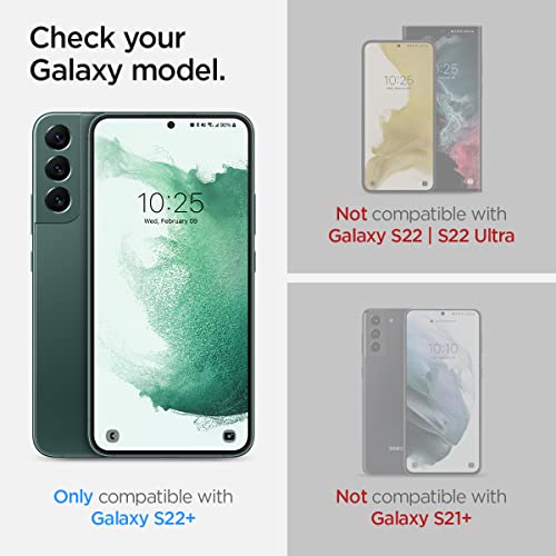 Spigen GlasTR EZ FIT Tempered Glass Screen Protector for Galaxy S22 Plus | 9H+ Tempered glass, Scratch resistance, Auto-align tray, Lab-tested 100% clarity, Original touch, Case-friendly, 2 Pack
