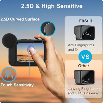 FiTSTILL [8PCS Screen Protector for Go Pro Hero 12/Hero 11/Hero 10/Hero 9 Black Fit Media Mod Ultra Tempered Glass Protective Foils Accessories Kit(NOT for Hero 13 Black) - size: For Hero 12/11/10/9 media mod