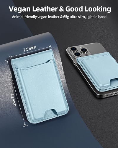For Magsafe Wallet Stand, 6 Cards Holder, RFID Blocking | Strongest Magnetic Wallet for iPhone 17/16/15/14/13/12 Series, Magnetic Card Holder, ID Window, Vegan Leather, Sky Blue - color: Sky Blue