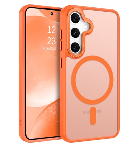 BENTOBEN Magnetic for Samsung Galaxy S24 Plus Case [Compatible with Magsafe] Translucent Matte Slim Thin Shockproof Anti-Yellow Women Men Protective Phone Cases Cover for Galaxy S24 Plus 6.7", Orange - color: Orange