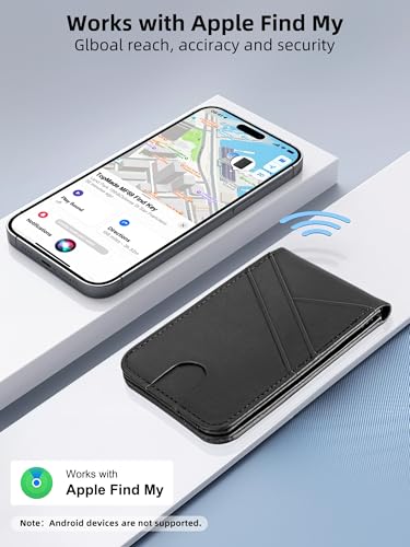 for Magsafe Wallet Stand Tracker (iOS Only) Magnetic Card Holder Finder - color: Black Find My