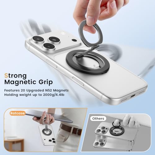 Double Sided Magnetic Kickstand,360°Rotation Cell Phone Grip Stand Finger Ring for iPhone 17 Pro Max 16 15 14 13 12 MagSafe Accessories,Fit Magnetic Car Mount, Black - color: Black