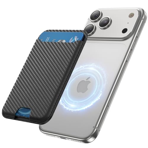 TWZKG for MagSafe Wallet, 3 Cards Holder, Slim Magnetic Phone Wallet for iPhone 17/16/15/14/13/12 Pro Max Plus Air Series,RFID Blocking Vegan Leather,Carbon Fiber - color: Carbon Fiber