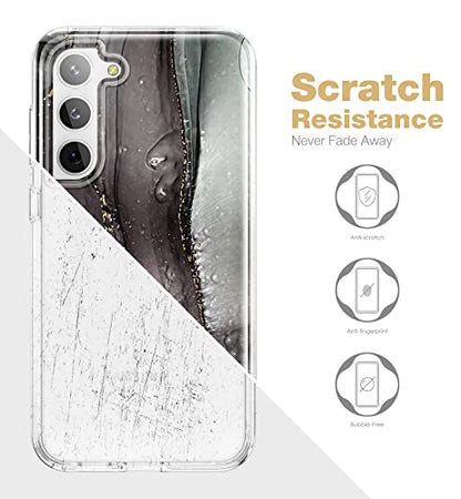 SURITCH for Samsung Galaxy S23 Plus Case, [Built-in Screen Protector] [Dual-Layer Protection ] Full Protection Shockproof Rugged Bumper Phone Cover for Samsung S23 Plus 6.6 Inch - Black Marble - color: Black Marble
