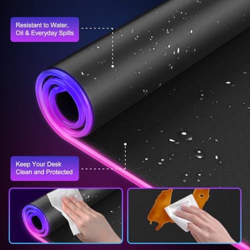 Wireless Charging RGB Gaming Mouse Pad with Foldable Phone Holder, Black
