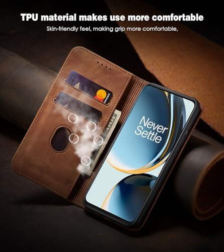 Asuwish Flip Wallet Phone Case for OnePlus Nord N30 5G/CE 3 Lite with Tempered Glass Screen Protector Magnetic Closure Folio Cover Credit Card Holder Slot Stand Oppo K11x/One Plus 1 1+ N 30/CE3 Brown - color: Brown