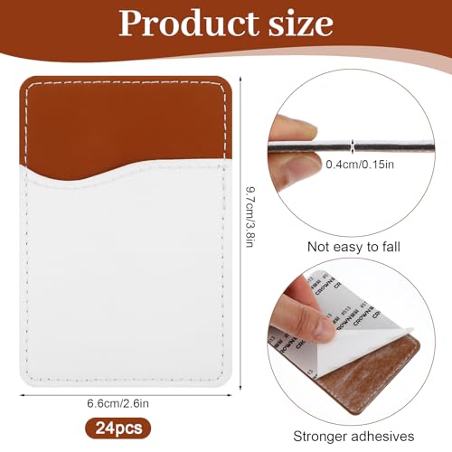 Kenaeeooe 24 Pack Sublimation Phone Case Blanks Pu Leather Card Holder for Phone Case Stick On Wallet for Most Smartphones