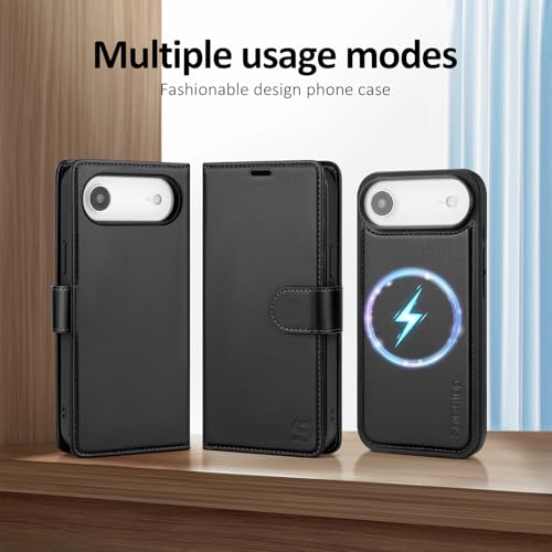 Shieldtop Compatible with MagSafe iPhone 17 Air Wallet Case,Black | 2 in 1 Detachable Magnetic,Credit Card Holder Slots,RFID Blocking,PU Leather,Kickstand,Flip Folio Phone Cover for Men & Women - color: Black, size: iPhone 17 Air - 6.6"