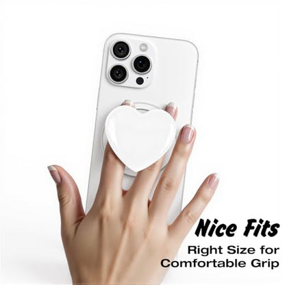 Svanove Heart Magnetic Phone Grip Compatible with Magsafe Phone Grip Holder, Cute Collapsible Glass Grips Stand Kickstand for iPhone Samsung, 3D Crystal Pretty Glitter Love Mag Safe Holder, White - color: White, style: Magnetic