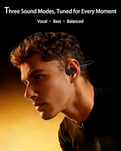 New Bone Conduction Headphones Bluetooth 6.0, Open Ear Headphones with Mic, 3 EQ Modes, Anti-Leak Audio, Dual Pairing, 10H Playtime, 25g Lightweight, IP65 Waterproof for Running, Cycling & Hiking