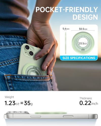 SYNCWIRE Magnetic Phone Ring Holder, for MagSafe Phone Grip Stand Kickstand - color: Green