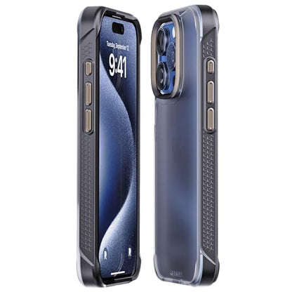 REBEL Clear Case for iPhone 15 Pro [Frosted Series Gen-5] Translucent Matte Texture, Grippy Sides, Non-Yellowing, Protective Shockproof Bumpers, Metal Lens & Buttons, 6.1 Inch Phone 2023 - color: Frosted Black, No MagSafe, size: iPhone 15 Pro