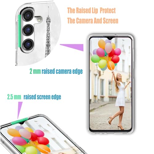 for Samsung Galaxy S24 FE Case for Girl Women Men, Full Protective Shockproof Slim Soft TPU Clear Phone Cover Cases for Galaxy S24 FE,Romantic France Paris Eiffel Tower Red Umbrella - color: A Eiffel tower in the rain
