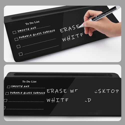TOWON Glass Desk Whiteboard 16x7 in with to-Do List Templates, Black - color: Line Black