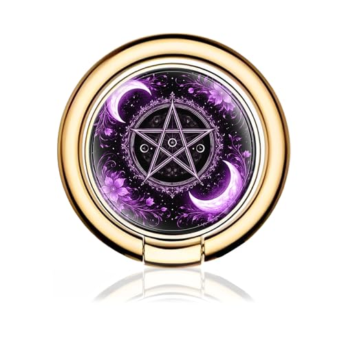 Cell Phone Ring Holder, Cute Metal Phone Grip Stand Finger Ring Kickstand, Flexible 360°Rotation Phone Tablet Case Accessories Compatible with Most Phones Purple Moon Symbol - color: Purple Moon Symbol