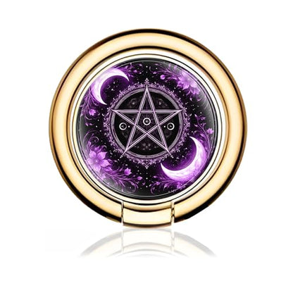 Cell Phone Ring Holder, Cute Metal Phone Grip Stand Finger Ring Kickstand, Flexible 360°Rotation Phone Tablet Case Accessories Compatible with Most Phones Purple Moon Symbol - color: Purple Moon Symbol