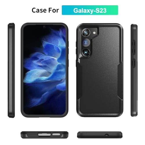 for Samsung Galaxy S23 Case with HD Screen Protector, Dual Layer Military Grade Drop Tested, Heavy Duty Rugged Shockproof Non-Slip Outdoor Protective Cover, Black - color: Black