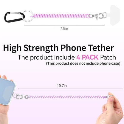Doormoon Phone Tether Anti Theft, Phone Lanyard With Heavy Duty Carabiner - color: Pearlwhite and Pearlblue - 2 Pack