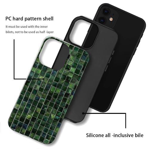 DJSOK Compatible with iPhone 11,Glossy PC Anti-Scratch Shockproof Case - Aesthetic Toned Tiles Green Glass - color: Aesthetic Toned Tiles Green Glass, size: iPhone 11