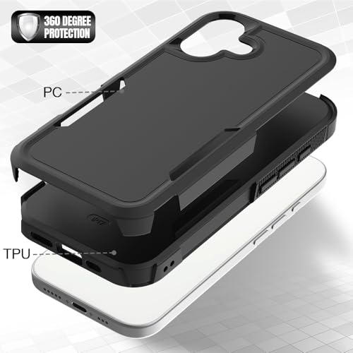 Heavy‑Duty Rugged Anti‑Drop Shockproof Protective Phone Case for iPhone 17, Durable Protective Shell, Black - color: Black, size: iPhone 17