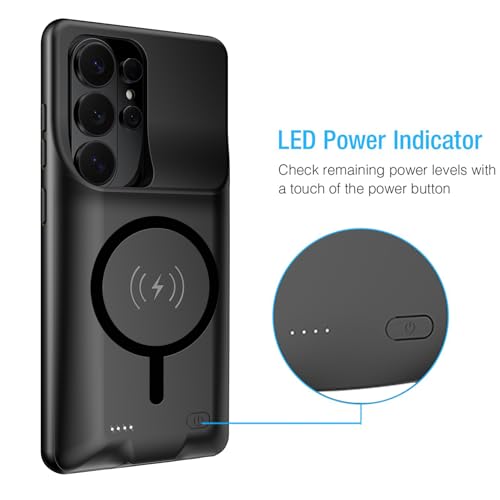 Battery Case for Galaxy S26 Ultra, Upgraded 12000mAh Portable Protective Wireless Charging Case Compatible with Galaxy S26 Ultra 5G (6.9 inch) Rechargeable Extended Battery Pack Charger Case (Black) - size: Galaxy S26 Ultra -12000mAh