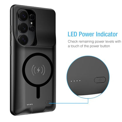 Battery Case for Galaxy S26 Ultra, Upgraded 12000mAh Portable Protective Wireless Charging Case Compatible with Galaxy S26 Ultra 5G (6.9 inch) Rechargeable Extended Battery Pack Charger Case (Black) - size: Galaxy S26 Ultra -12000mAh