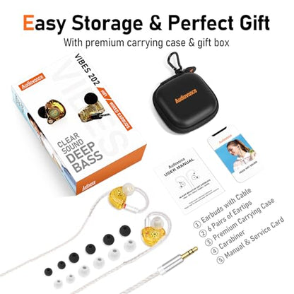 Audiovance Vibes 202ML HiFi Wired Earbuds for iPhone 14/13/12/11/X, Pro Max - color: 5-Yellow