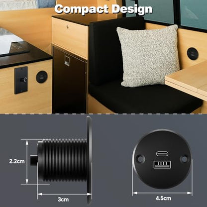 acegoo 24W 12V USB Outlet, Aluminum Fast Charging RV USB C Charger - color: Big Panel