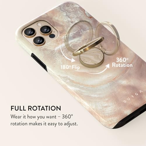 BURGA Cell Phone Ring, Holder Grip and Stand - Finger Phone Grip for Back of Smartphone Case, Kickstand 360 Rotation, Universal Ring for iPhone Samsung Galaxy Huawei Google Pixel, Stylish Accessories - color: Full Glam, style: Gold