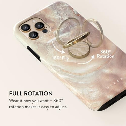 BURGA Cell Phone Ring, Holder Grip and Stand - Finger Phone Grip for Back of Smartphone Case, Kickstand 360 Rotation, Universal Ring for iPhone Samsung Galaxy Huawei Google Pixel, Stylish Accessories - color: Full Glam, style: Gold