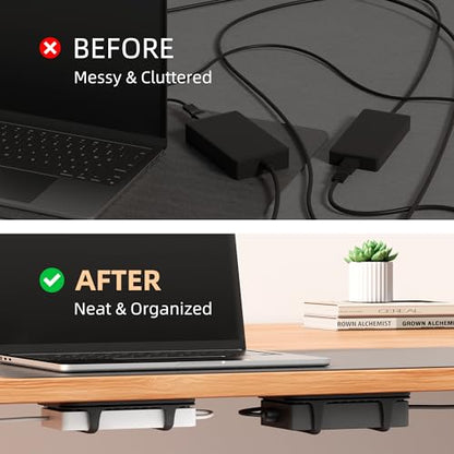 2 Pack Universal Silicone Laptop Charger Holder,Under Desk Power Brick Mount Organizer for Charging Brick & Cables,Flexible Non-Slip Power Bricks Mount,Secure Supply Holder for Laptop Charger,Black - color: Black*2
