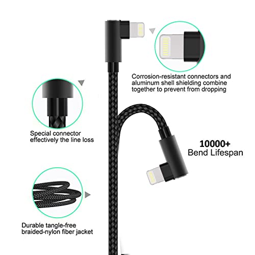 USB C to Lightning Cable 3ft MFi Certified 90 Degree iPhone Charger 3 Pack - size: 3FT