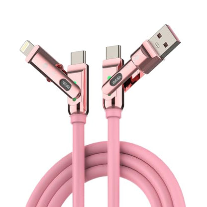 MFish USB C to USB C Cable, 240W 4 in 1 Charging Cable, Pink, 6.6FT - color: Pink, size: 6.6FT(Upgraded)