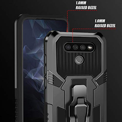 for LG K51 Phone Case,with Tempered Glass Screen Protector [2Pack] Heavy-Duty Military Grade 15ft. Drop Tested Protective Case for LG K51 -Black - color: BLACK