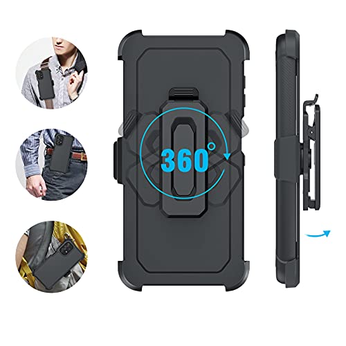 DUEDUE Case for Samsung A32 Case 5G, Military Grade Shockproof Drop Protection Heavy Duty Full Body Rugged Cover with Kickstand Belt Clip Holster for Samsung Galaxy A32, Black