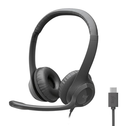 Logitech H391 Wired Headset PC/Laptop Stereo Headphones, USB-C, Graphite - color: Graphite, style: USB-C