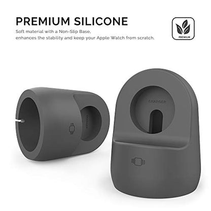 AhaStyle iWatch Stand Silicone Charging Dock Holder Accessories for Apple Watch Series 8/Ultra/SE2/7/6/SE/5/4/3/2/1(49/45/44/42/41/40/38mm), Supports Nightstand Mode【Adapters NOT Included】(Dark Gray) - color: Dark Gray