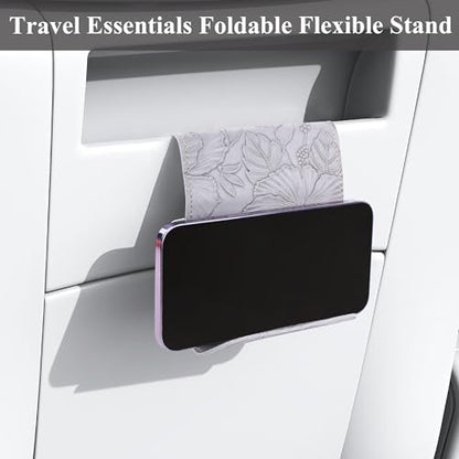 Airplane Travel Essentials for Flying Flex Flap Cell Phone Holder & Flexible Tablet Stand for Desk, Bed, Treadmill, Home & in-Flight Airplane Travel Accessories(1-Carved Grey) - color: 1-Carved Grey