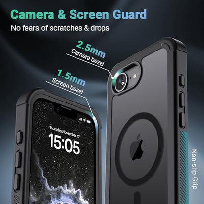 jaroco Magnetic for iPhone 17e Case& iPhone 16e Case Black | Compatible with MagSafe,Military Grade Drop Protection,Translucent Matte,Non-Slip,Shockproof 2-Layer Durable Bumper Case - color: Black, size: iPhone 17e/16e