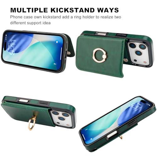 ONETOP for iPhone 18/17 Pro Wallet Case with Credit Card Holder,Green - color: Green