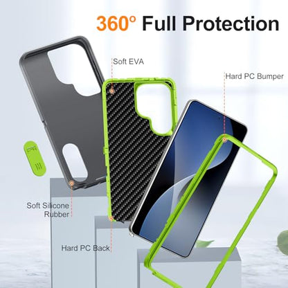 for Samsung Galaxy S26 Ultra Case with Kickstand Case 3-Layer Military Grade Protective Case Cover Silicone Heavy Duty Rugged Shockproof for Galaxy S26 Ultra Phone Case (Gray+Green) - color: Gray+Green