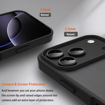 for iPhone 17 pro max Case Translucent Matte Phone Cover, [10 FT Military Grade Drop Protection] Slim Durable Shockproof Protective Bumper (Black, iPhone 17 pro max) - color: Black, size: iPhone 17 Pro Max