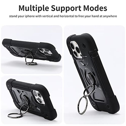 MARKILL Compatible with iPhone 13 Pro Max Case 6.7 Inch with Ring Stand, Heavy-Duty Military Grade Shockproof Phone Kids Cover for iPhone 13 Pro Max Black - color: Black, size: iPhone 13 Pro Max 6.7"