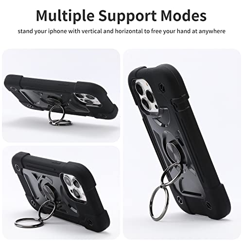 MARKILL Compatible with iPhone 13 Pro Max Case 6.7 Inch with Ring Stand, Heavy-Duty Military Grade Shockproof Phone Kids Cover for iPhone 13 Pro Max Black - color: Black, size: iPhone 13 Pro Max 6.7"